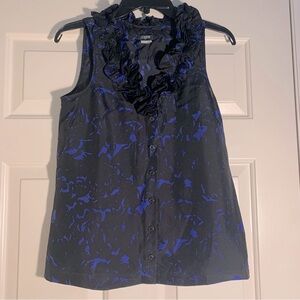 J. Crew Factory Sleeveless Ruffle Collar Silk Top